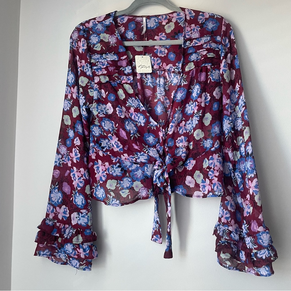 Free People Floral Maybel Shiraz Combo Top Size XS
